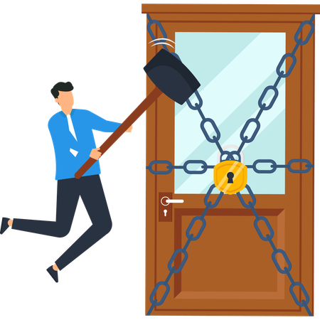 Businessman breaking business barriers  Illustration