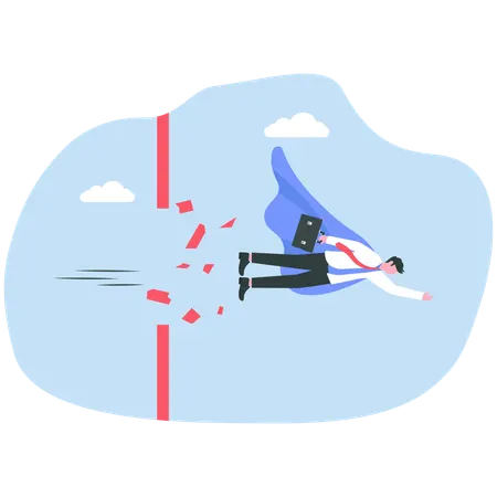 Businessman breaking business limits  Illustration