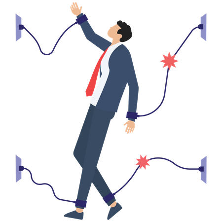 Businessman breaking chain  Illustration