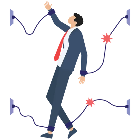 Businessman breaking chain  Illustration