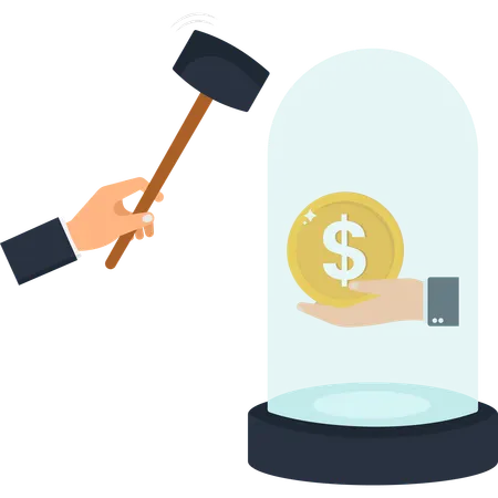 Businessman breaking financial barrier  Illustration