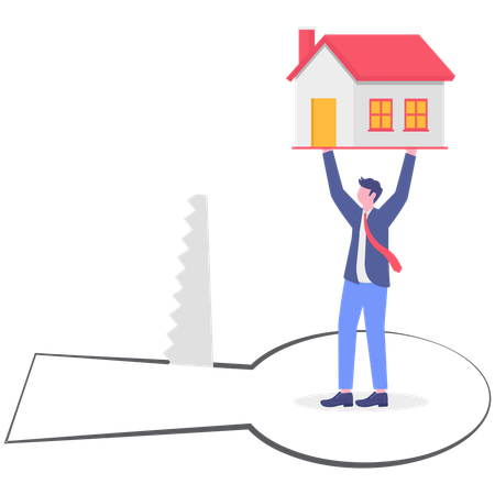 Businessman breaking home security  Illustration
