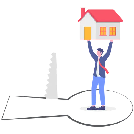 Businessman breaking home security  Illustration