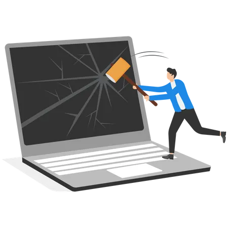 Businessman breaking online work  Illustration
