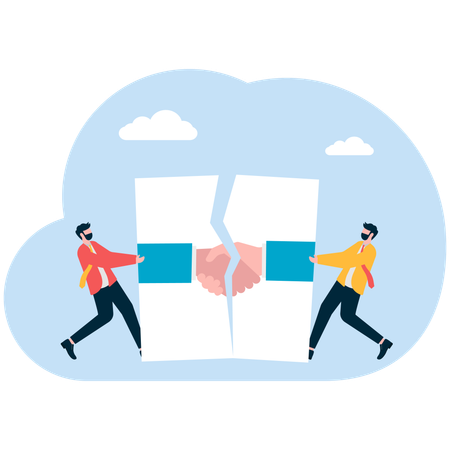 Businessman breaking partnership contract  Illustration