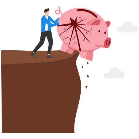 Businessman breaking piggy bank  Illustration