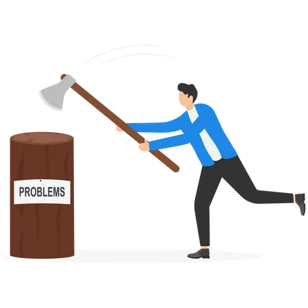 Businessman breaking problems  Illustration