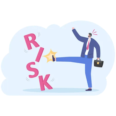 Businessman breaking risk barriers  Illustration
