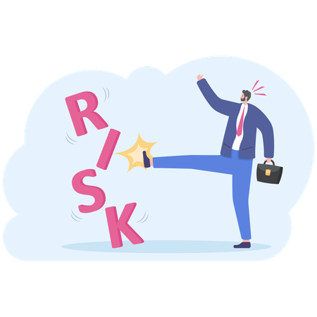 Businessman breaking risk barriers  Illustration