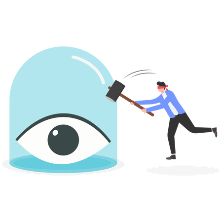 Businessman breaking sealed eye  Illustration