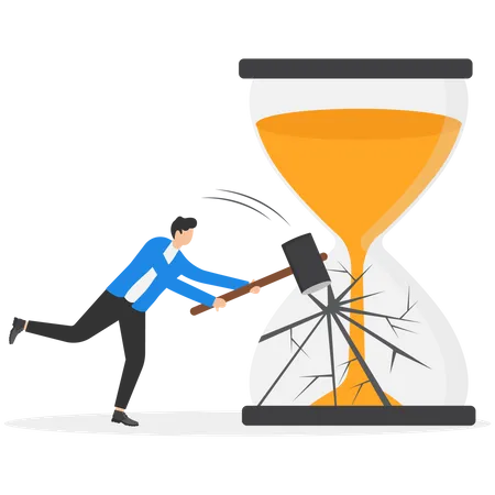 Businessman breaking time barrier  Illustration