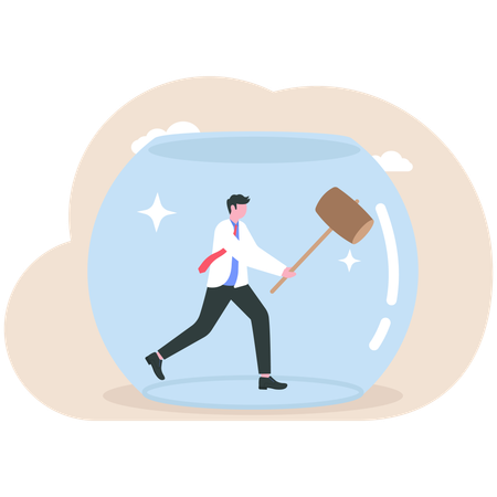 Businessman breaks business limitations  Illustration