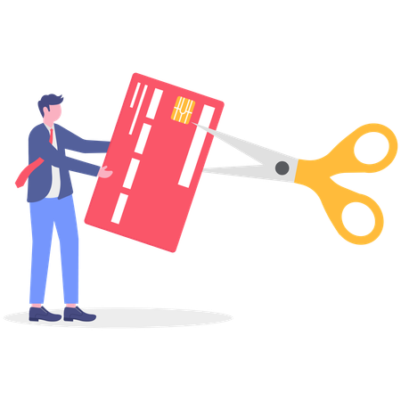 Businessman breaks down credit card  Illustration