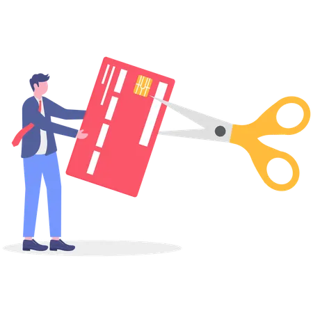 Businessman breaks down credit card  Illustration