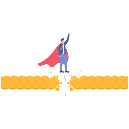 ビジネスマンがビジネスの障壁を突破  イラスト