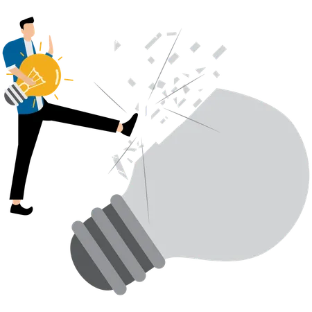 Businessman breakthrough new idea  Illustration
