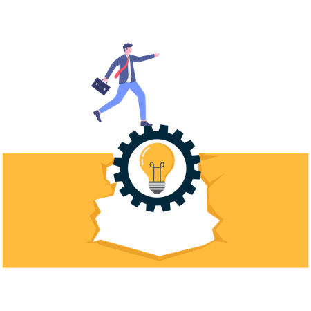 Businessman bridging business gap  Illustration