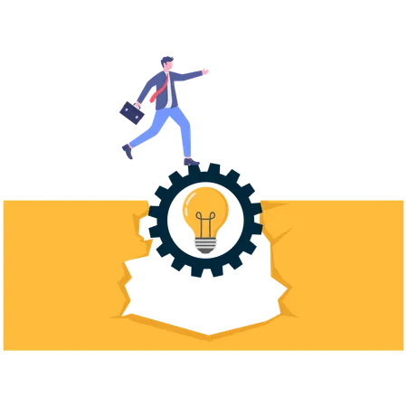 Businessman bridging business gap  Illustration