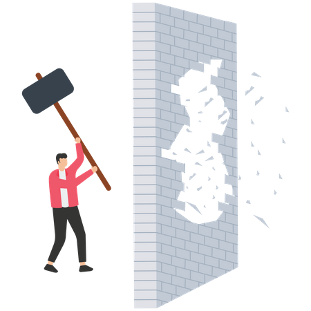 Businessman Broke the wall  Illustration