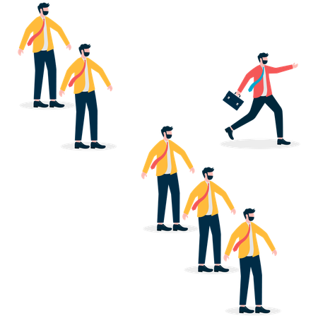 Businessman broken queue and choice right way  Illustration