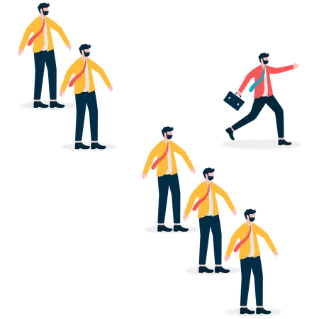 Businessman broken queue and choice right way  Illustration