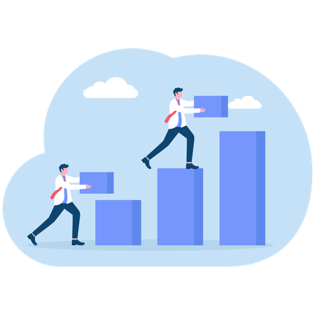 Businessman building bar chart  Illustration