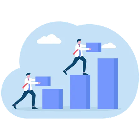 Businessman building bar chart  Illustration