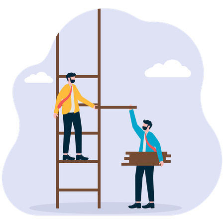 Businessman building bridge to success  Illustration