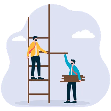 Businessman building bridge to success  Illustration