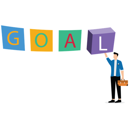 Businessman building business goal  Illustration