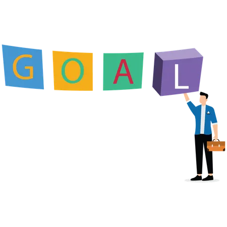 Businessman building business goal  Illustration