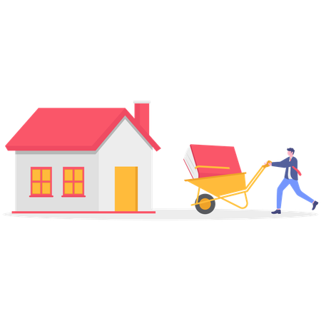 Businessman Building house  Illustration