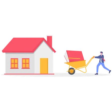 Businessman Building house  Illustration