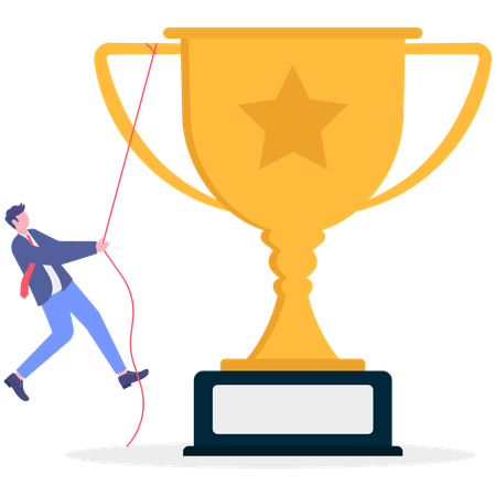 Businessman Building ladder to success  Illustration