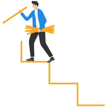 Businessman building stairs for getting business success  Illustration