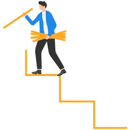 Businessman building stairs for getting business success  Illustration