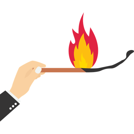 Businessman burning matchstick  Illustration