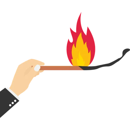 Businessman burning matchstick  Illustration