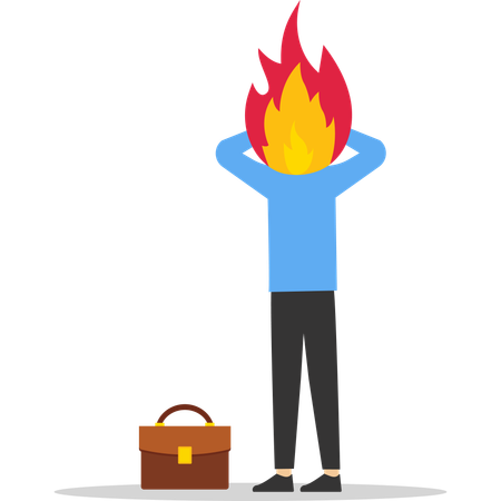 Businessman burnt out from hard work  Illustration