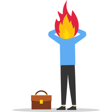 Businessman burnt out from hard work  Illustration