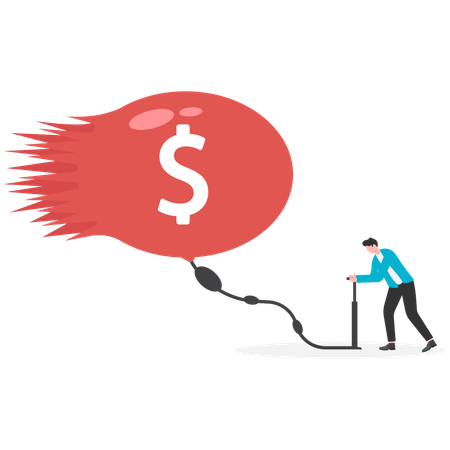 Businessman bursting of financial bubbles,  Illustration