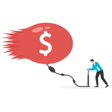 Businessman bursting of financial bubbles,  Illustration