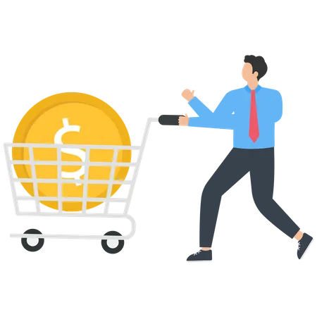 Businessman buy a Dollar coin  Illustration