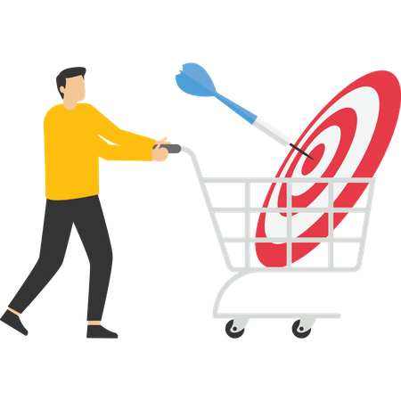 Businessman buy goal with shopping cart  일러스트레이션