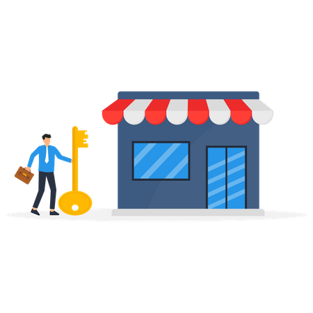 Businessman buy new shop  Illustration