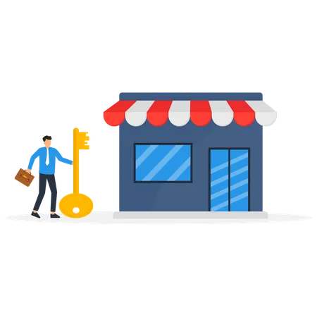 Businessman buy new shop  Illustration