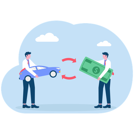 Businessman buying car on cash  Illustration