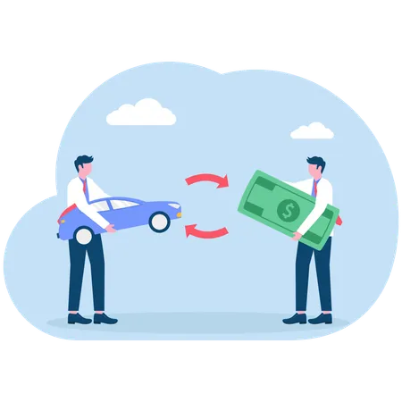 Businessman buying car on cash  Illustration