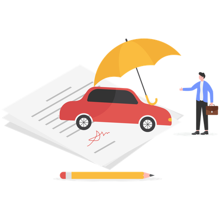 Businessman buying car with vehicle insurance  Illustration