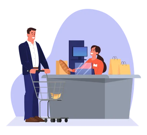 Businessman buying groceries Illustration